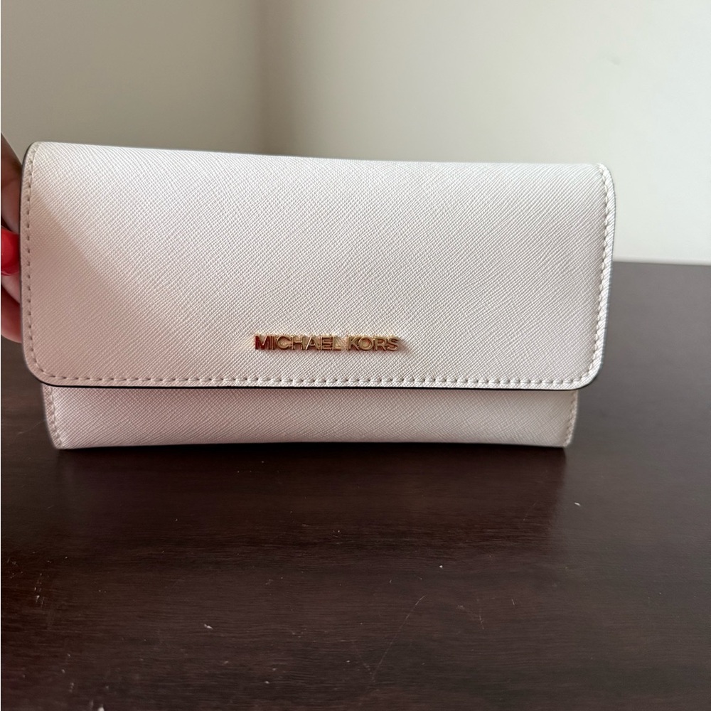 Michael Kors Cream Wallet with Gold Logo